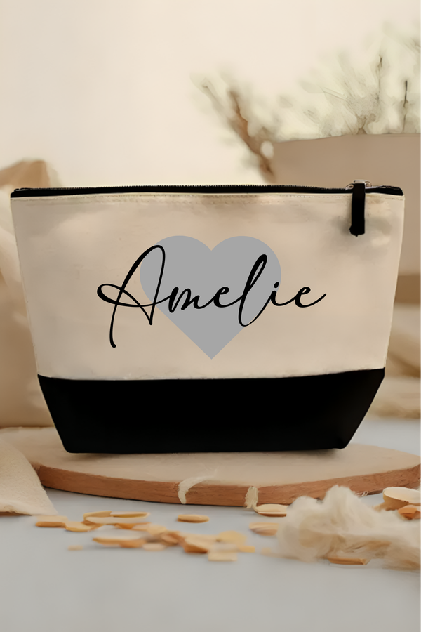 🌱 Personalisierte Kosmetiktasche mit Namen und Herz