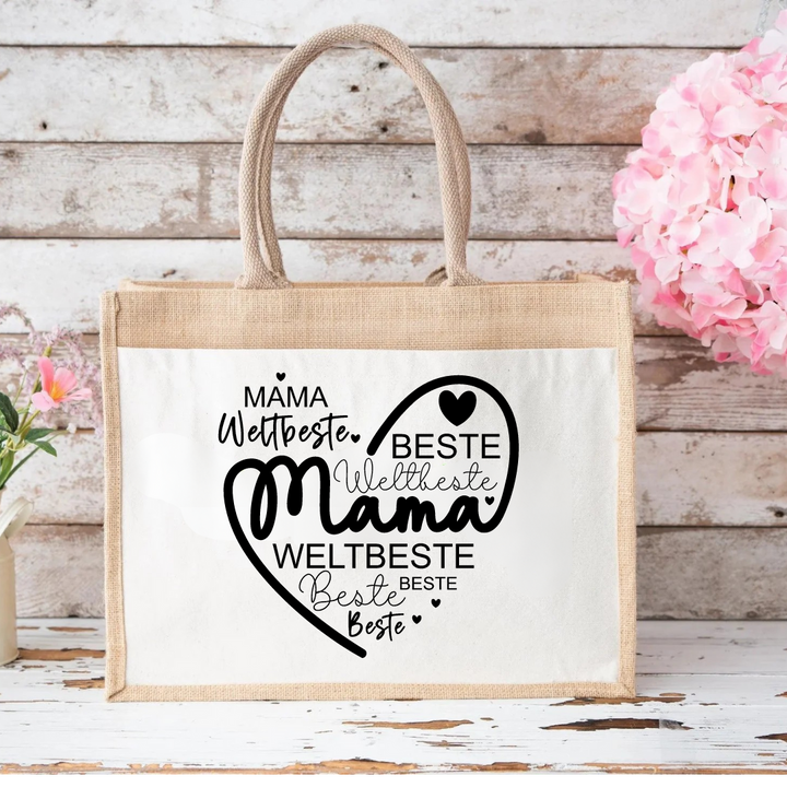 Jutetasche „Mama - weltbeste“ 🌟 - Lounis