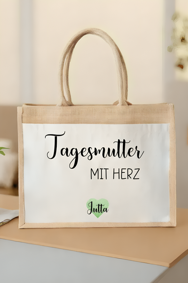 Jutetasche für Erzieherin, Lehrerin, Hebamme oder Tagesmutter